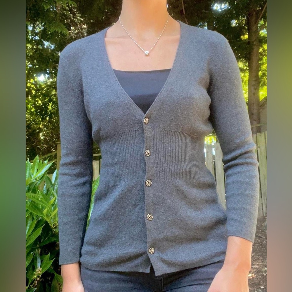 NIC+ZOE Gray Cardigan with Fitted Silhouette, Small